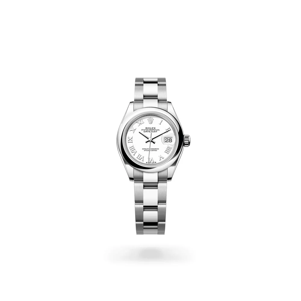 Rolex Lady-Datejust Oyster, 28 mm, Oystersteel, Oystersteel, White lacquer dial