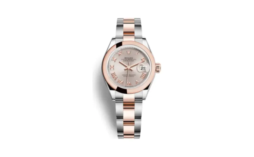 Rolex Lady-Datejust 28 Rolesor Rose Domed / Oyster / Sundust Roman