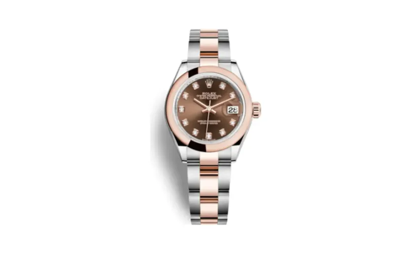 Rolex Lady-Datejust 28 Rolesor Rose Domed / Oyster / Chocolate Diamond