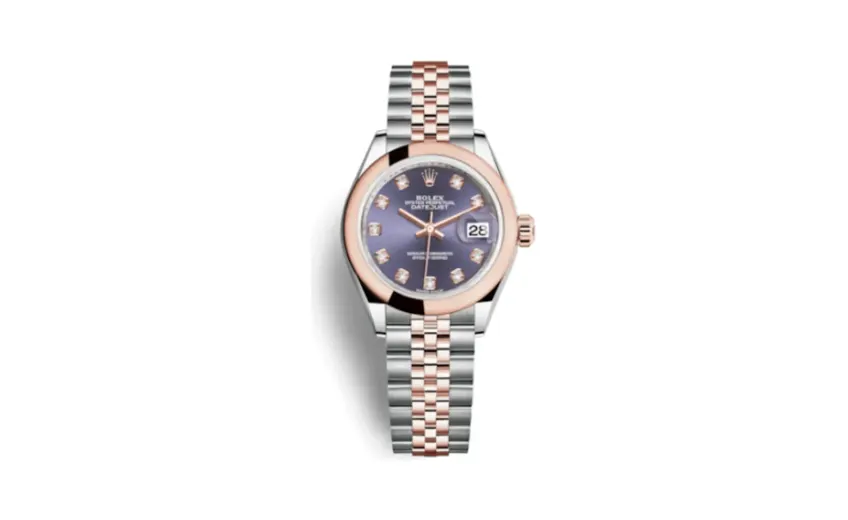 Rolex Lady-Datejust 28 Rolesor Rose Domed / Jubilee / Aubergine Diamonds