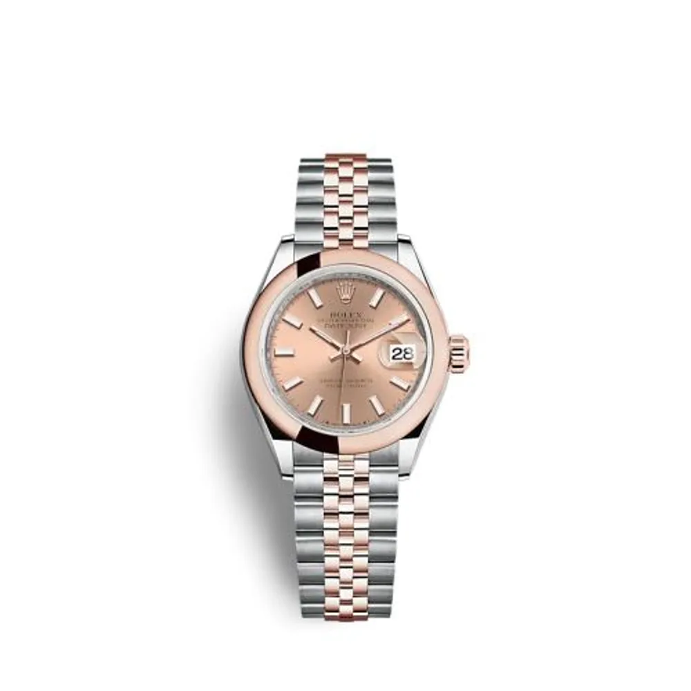 Rolex Lady-Datejust 28 Stainless Steel / Rose Gold / Domed / Rose / Jubilee