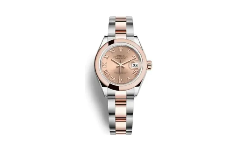 Rolex Lady-Datejust 28 Stainless Steel / Rose Gold / Domed / Rose - Roman / Oyster