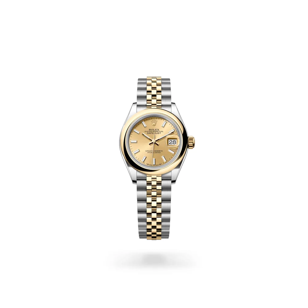 Rolex Lady-Datejust Oyster, 28 mm, Oystersteel and yellow gold, Yellow Rolesor, Champagne-colour dial