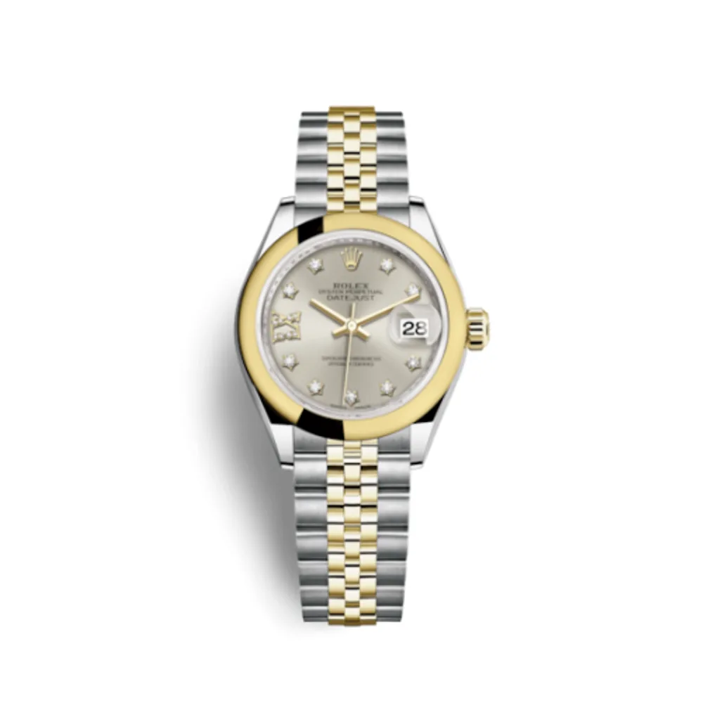 Rolex Lady-Datejust 28 Rolesor Yellow Domed / Jubilee / Silver Diamond