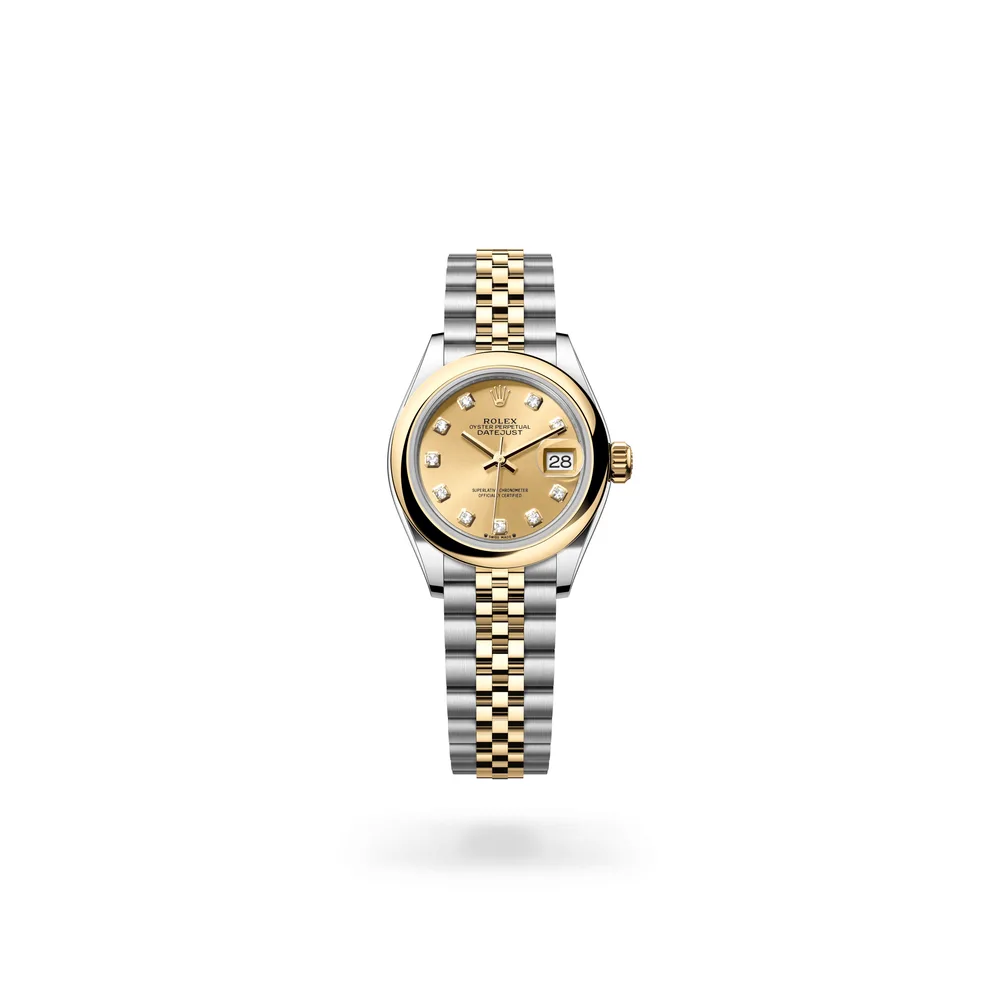 Rolex Lady-Datejust Oyster, 28 mm, Oystersteel and yellow gold, Yellow Rolesor, Champagne-colour dial