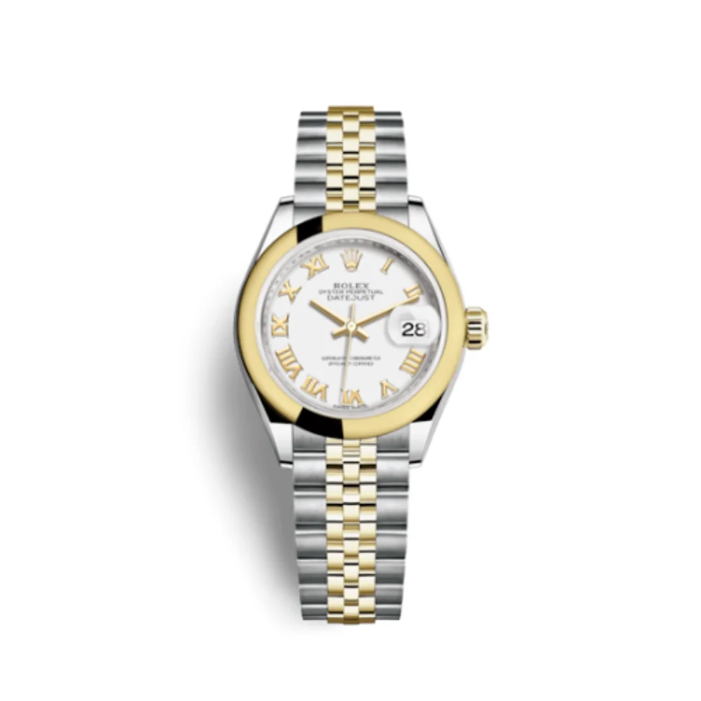 Rolex Lady-Datejust 28 Rolesor Yellow Domed / Jubilee / White Roman