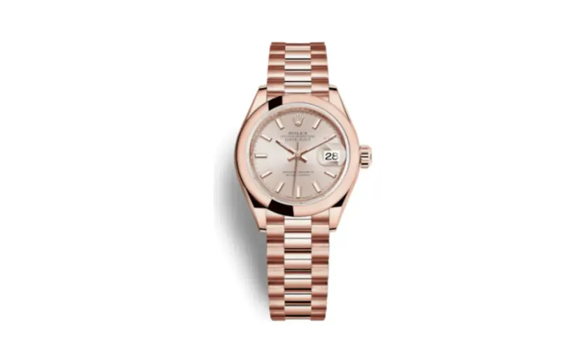 Rolex Lady-Datejust 28 Everose Domed / President / Sundust