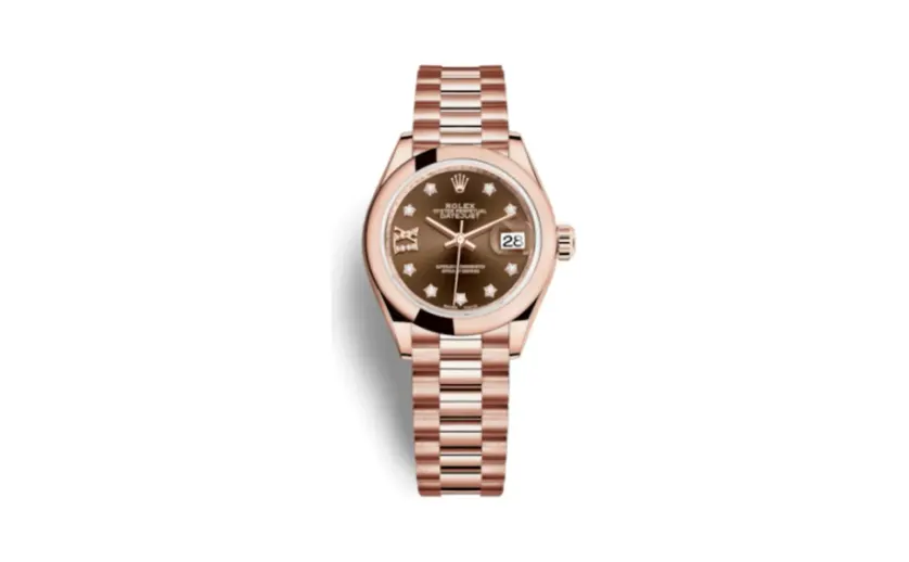 Rolex Lady-Datejust 28 Everose Domed / President / Chocolate Diamond