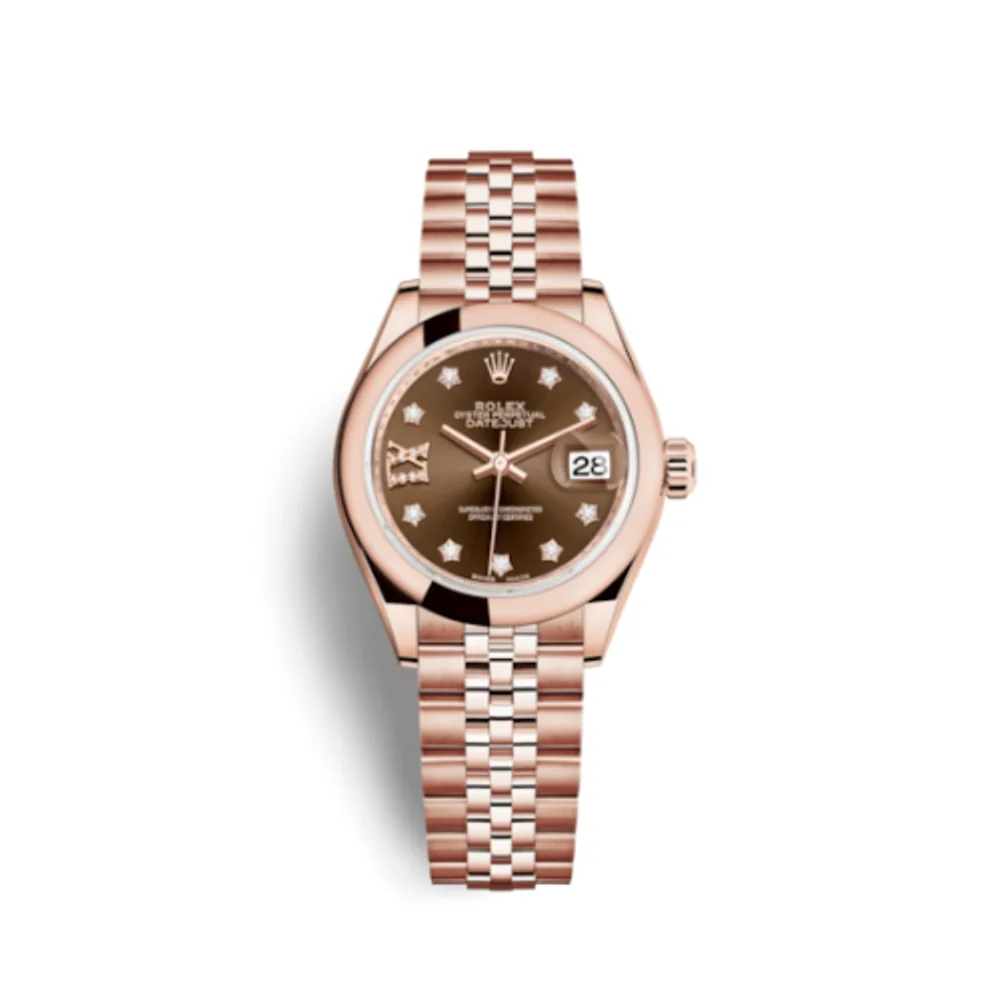 Rolex Lady-Datejust 28 Everose Domed / Jubilee / Chocolate Diamond