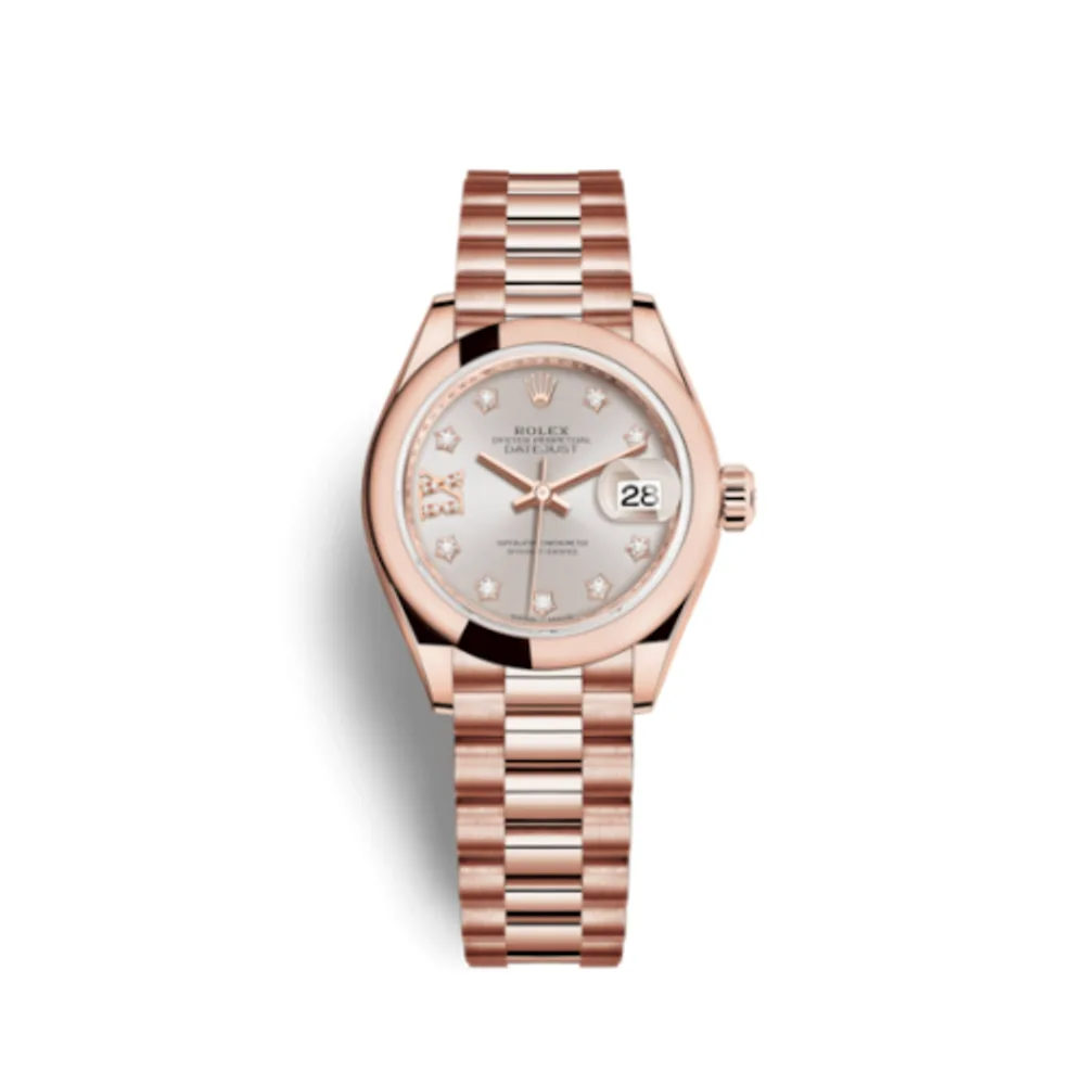 Rolex Lady-Datejust 28 Everose Domed / President / Sundust Diamond