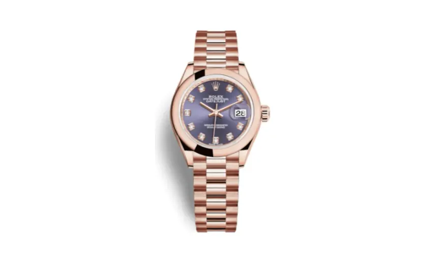 Rolex Lady-Datejust 28 Everose Domed / President / Aubergine