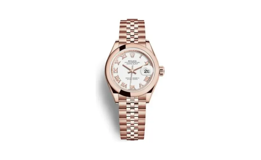 Rolex Lady-Datejust 28 Everose Domed / Jubilee / White Roman
