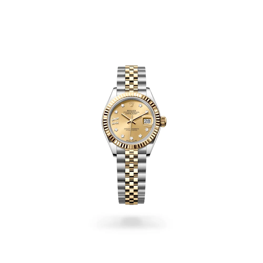 Rolex Lady-Datejust Oyster, 28 mm, Oystersteel and yellow gold, Yellow Rolesor, Champagne-colour dial
