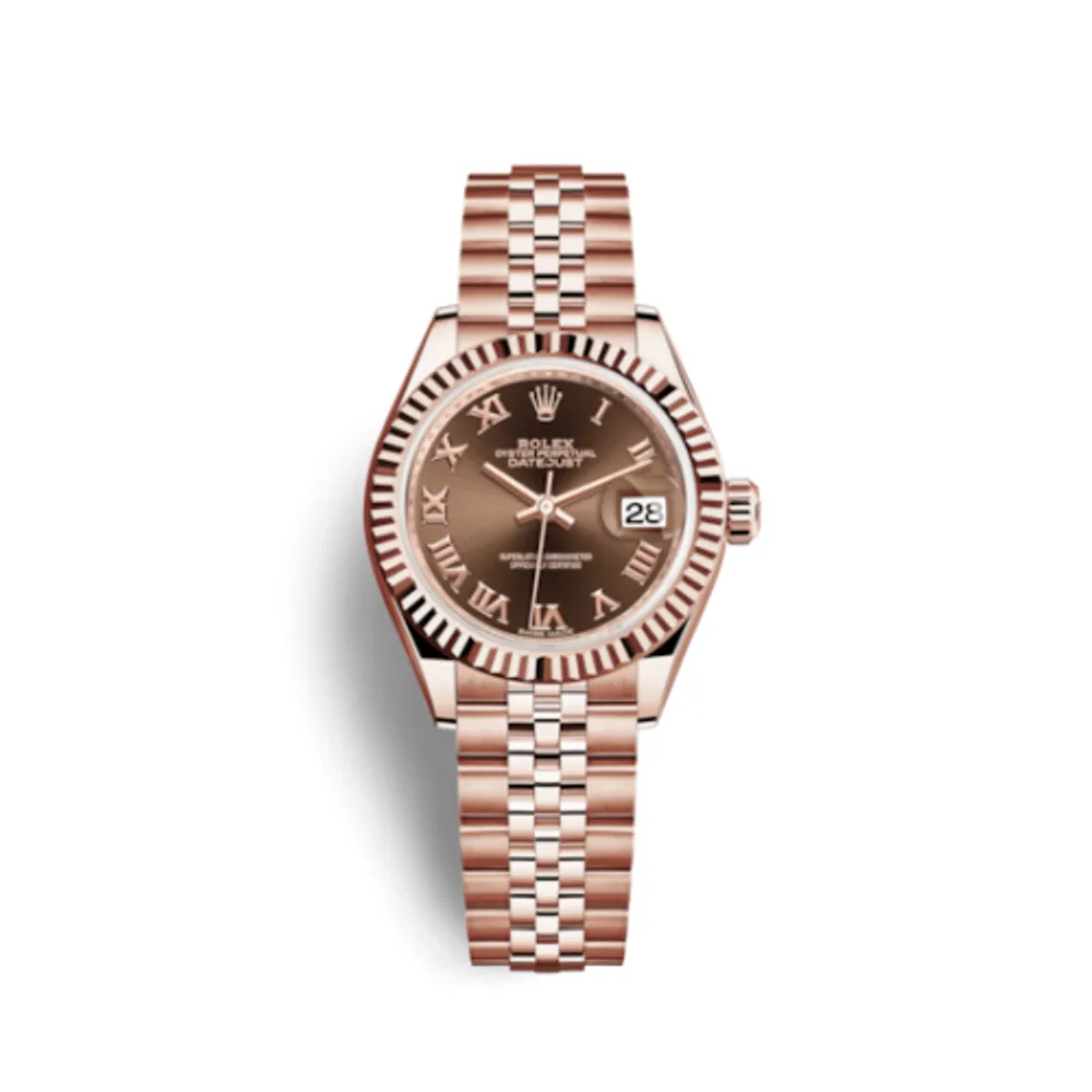 Rolex Lady-Datejust 28 Everose Fluted / Jubilee / Chocolate Roman