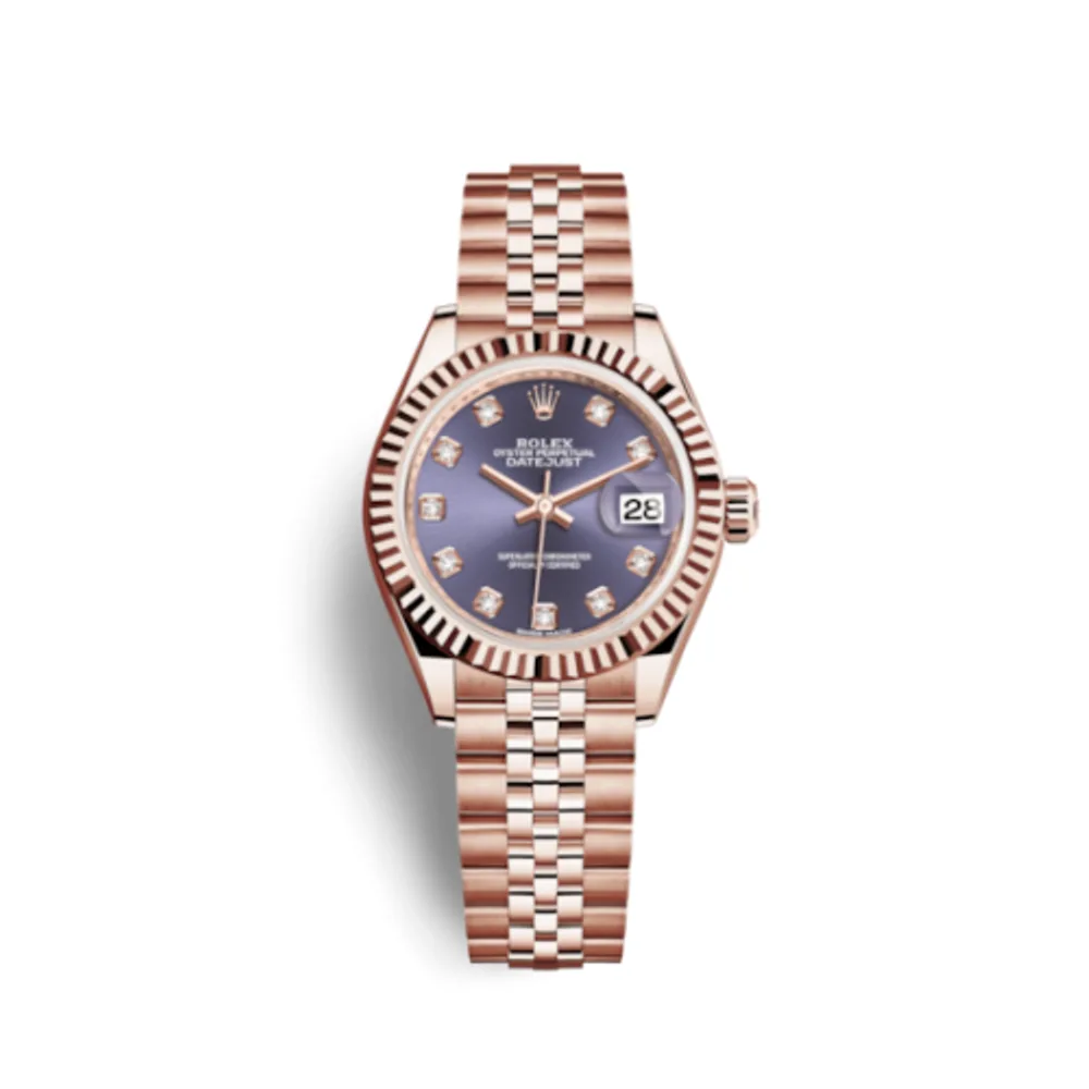 Rolex Lady-Datejust 28 Everose Fluted / Jubilee / Aubergine Diamond