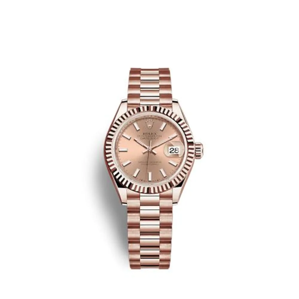 Rolex Lady-Datejust 28 Rose Gold / Fluted / Rose / President