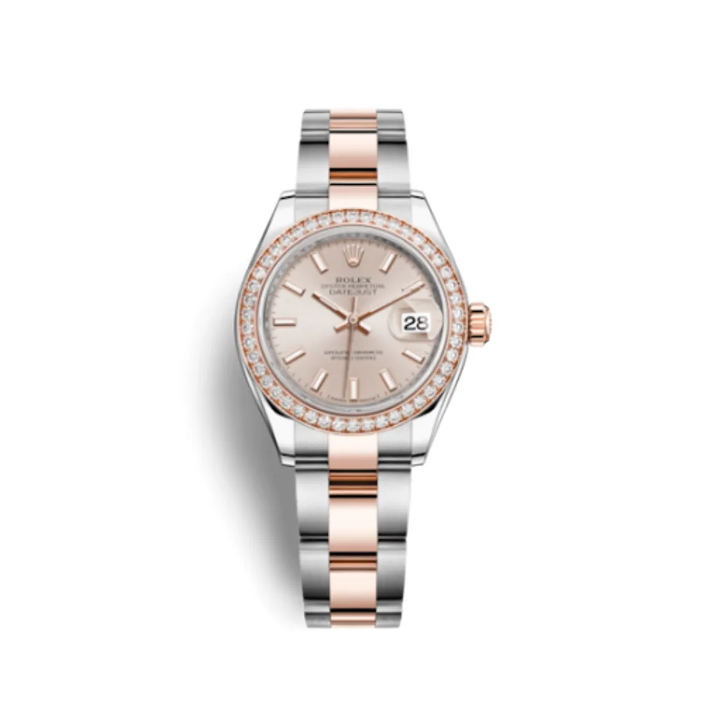 Rolex Lady-Datejust 28 Rolesor Rose Diamond / Oyster / Sundust