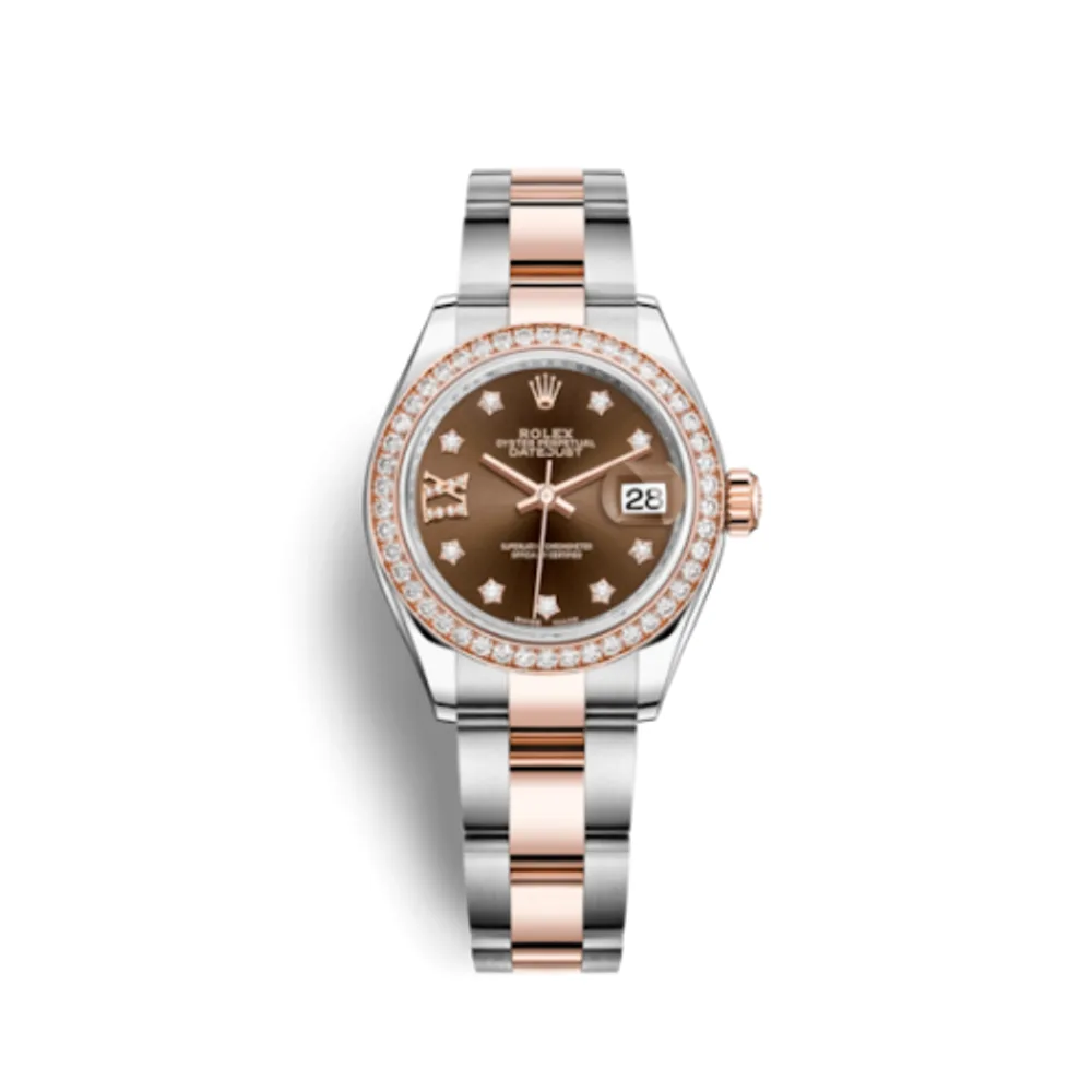 Rolex Lady-Datejust 28 Rolesor Rose Diamond / Oyster / Chocolate Diamond