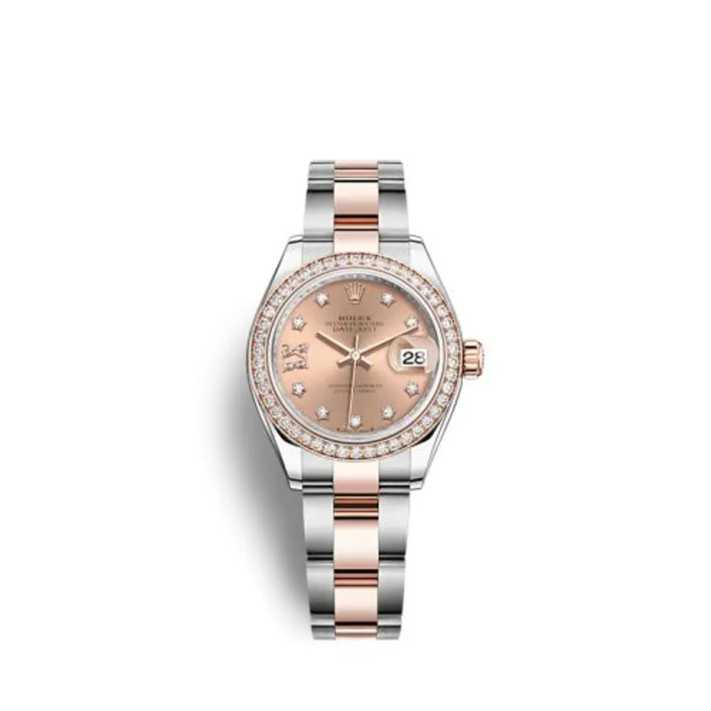 Rolex Lady-Datejust 28 Stainless Steel / Rose Gold / Diamond / Rose - Diamond / Oyster