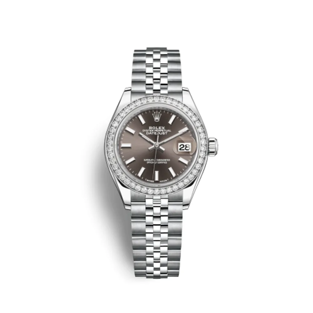 Rolex Lady-Datejust 28 Stainless Steel / Diamond / Grey / Jubilee