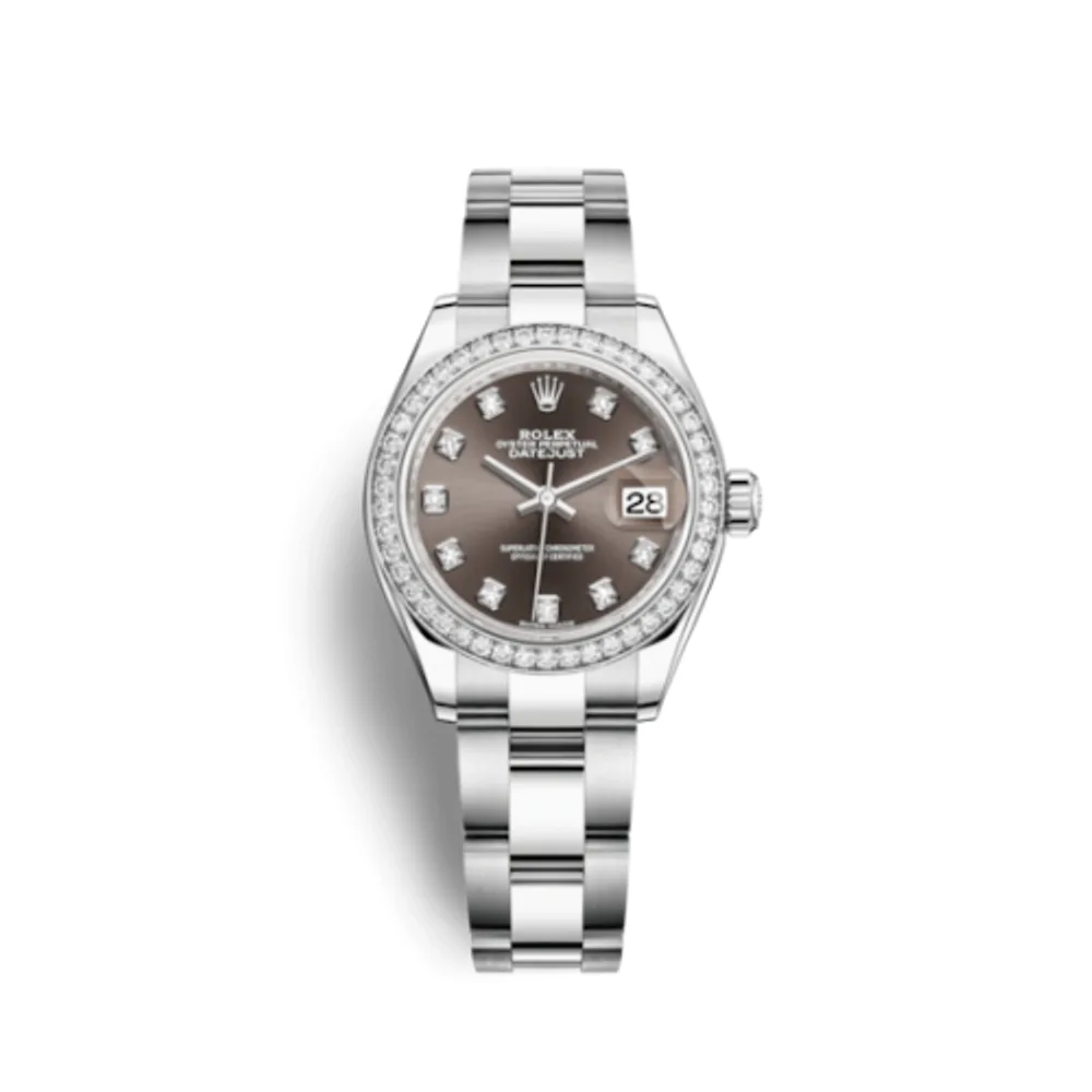 Rolex Lady-Datejust 28 Stainless Steel / Diamond / Grey - Diamond / Oyster