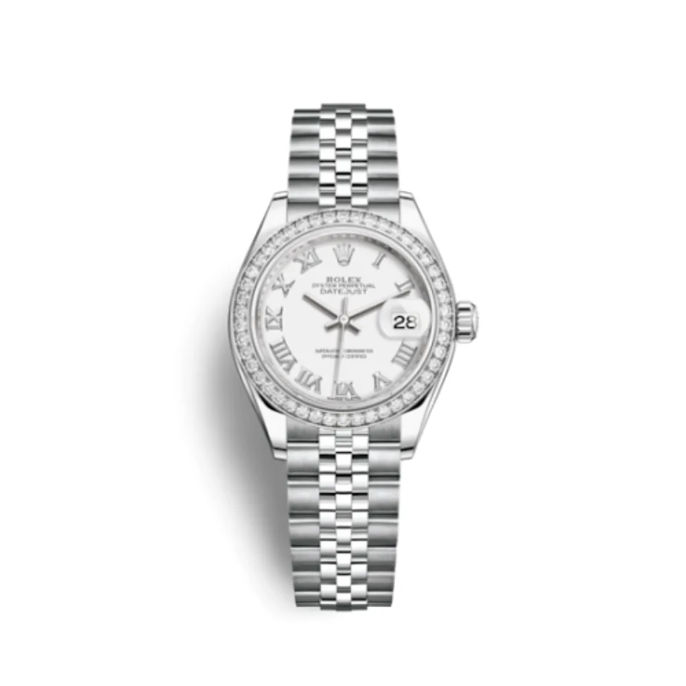Rolex Lady-Datejust 28 Stainless Steel / Diamond / White - Roman / Jubilee