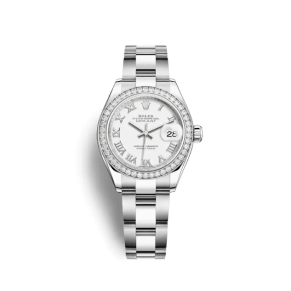 Rolex Lady-Datejust 28 Stainless Steel / Diamond / White - Roman / Oyster