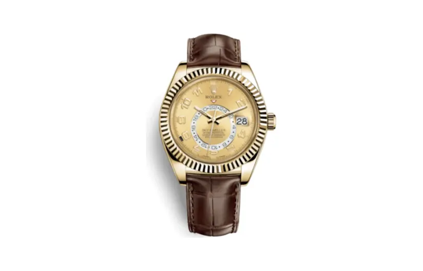 Rolex Sky-Dweller Yellow Gold / Champagne Arabic / Alligator