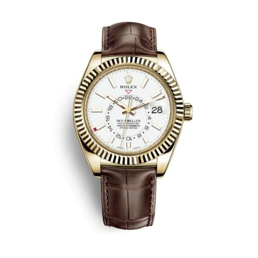 Rolex Sky-Dweller Yellow Gold / White / Alligator
