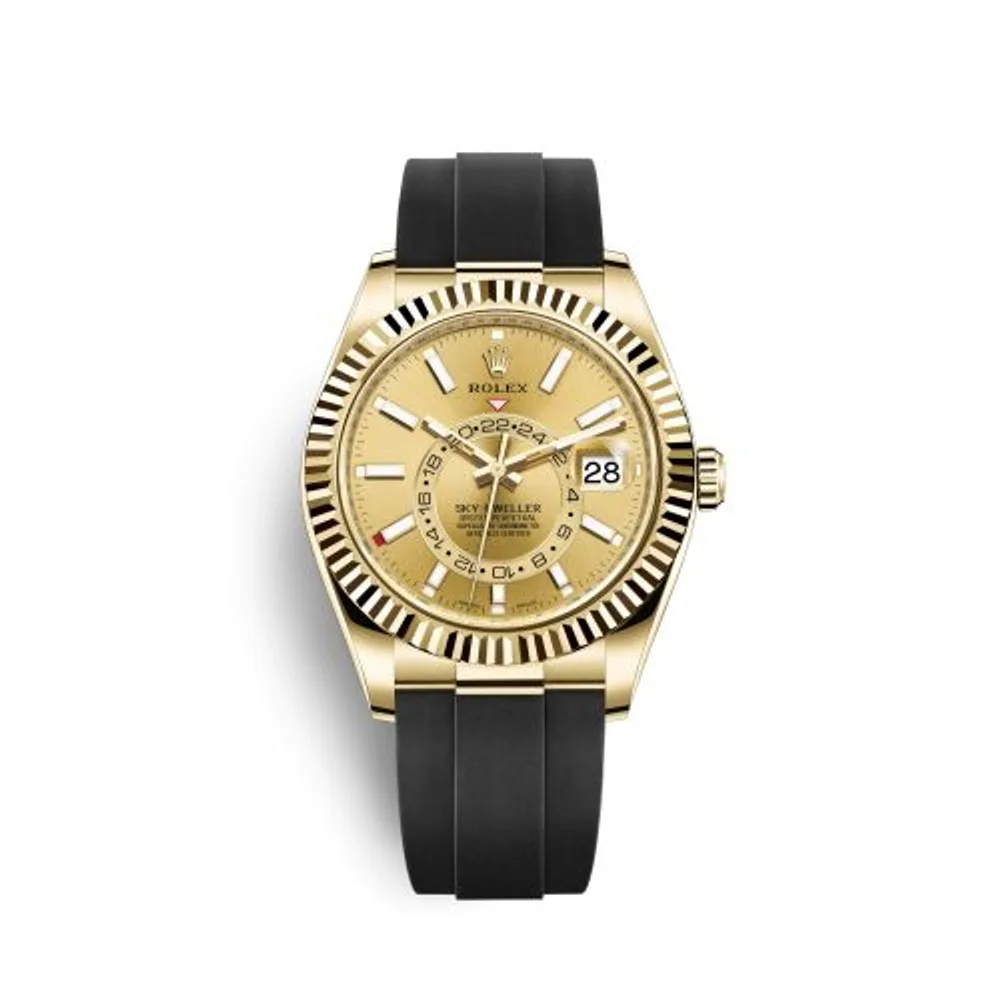 Rolex Sky-Dweller Yellow Gold / Champagne / Oysterflex