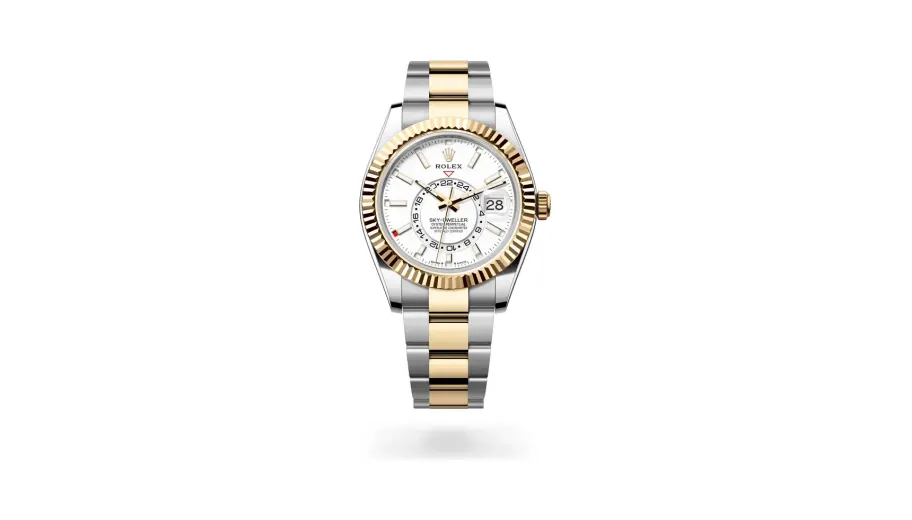 Rolex Oyster Perpetual Sky-Dweller, 42 mm, Oystersteel and yellow gold, Yellow Rolesor, Intense white dial