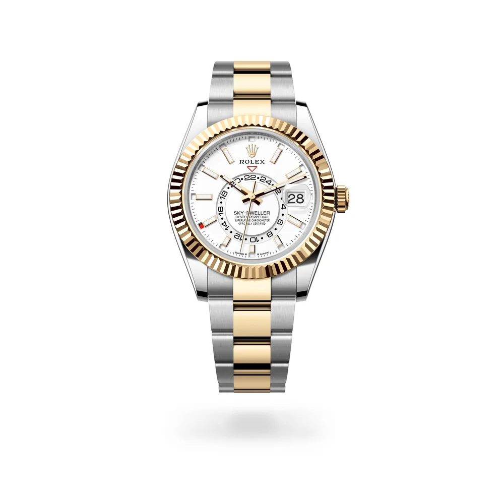 Rolex Oyster Perpetual Sky-Dweller, 42 mm, Oystersteel and yellow gold, Yellow Rolesor, Intense white dial