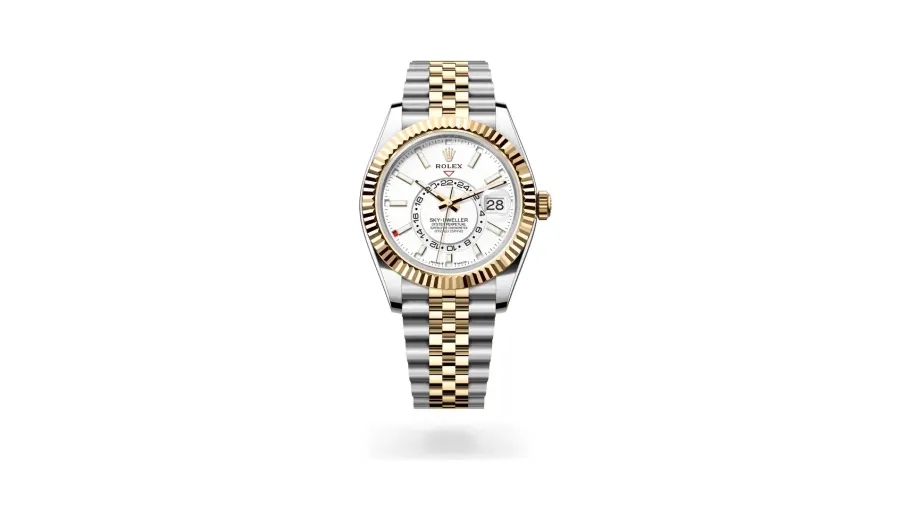 Rolex Oyster Perpetual Sky-Dweller, 42 mm, Oystersteel and yellow gold, Yellow Rolesor, Intense white dial