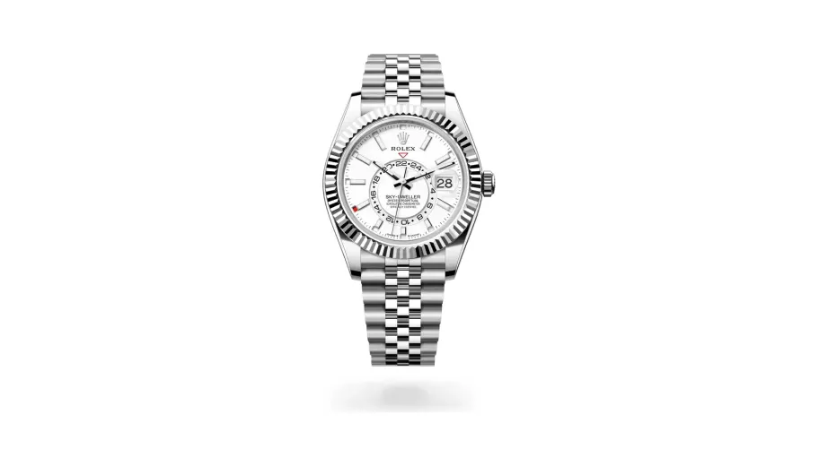 Rolex Oyster Perpetual Sky-Dweller, 42 mm, Oystersteel and white gold, White Rolesor, Intense white dial