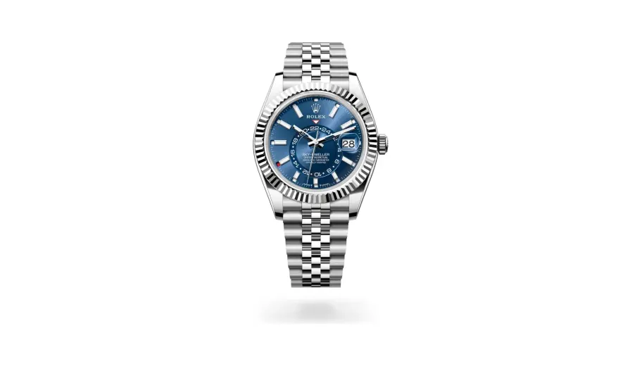Rolex Oyster Perpetual Sky-Dweller, 42 mm, Oystersteel and white gold, White Rolesor, Bright blue dial