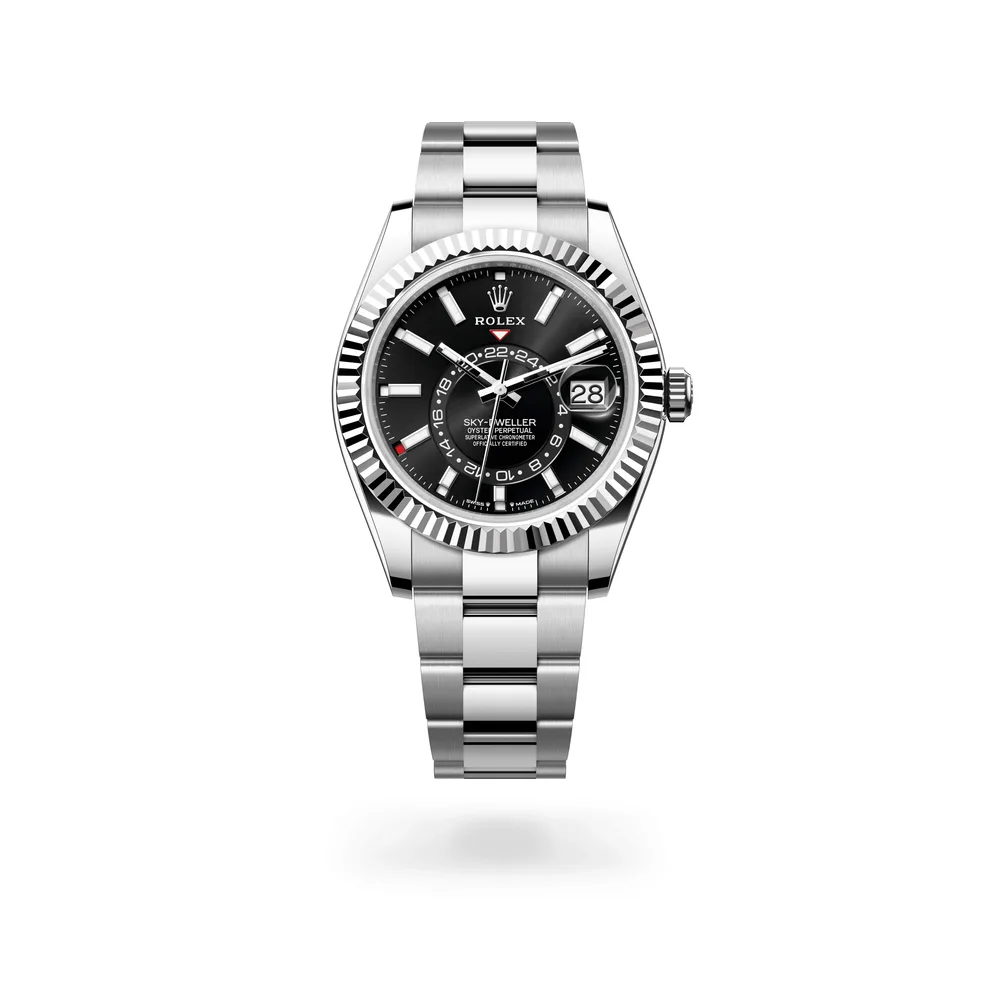 Rolex Oyster Perpetual Sky-Dweller, 42 mm, Oystersteel and white gold, White Rolesor, Bright black dial