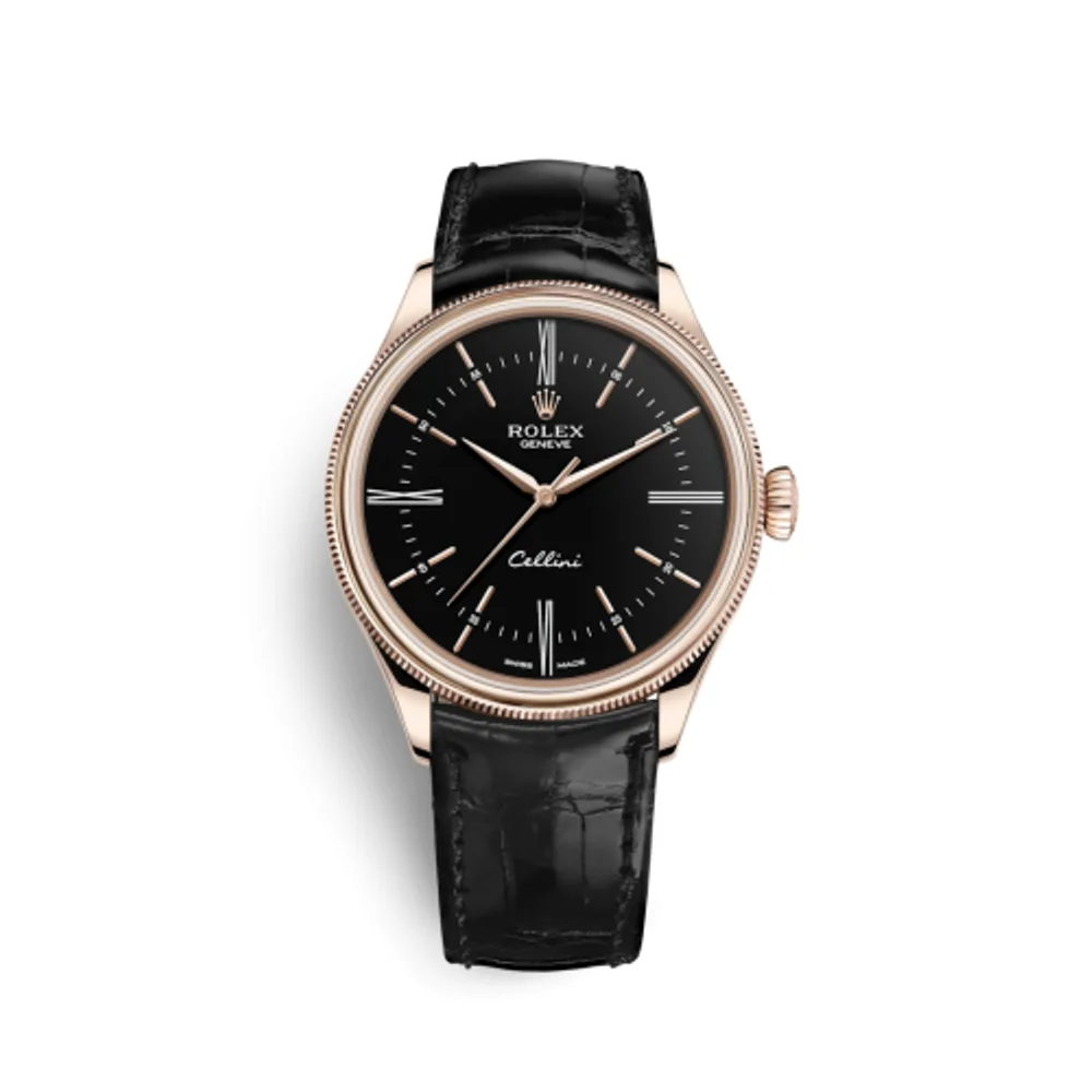 Rolex Cellini Time Everose / Black / Alligator Black