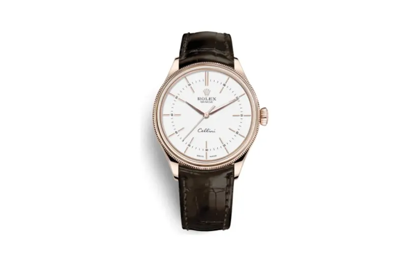Rolex Cellini Time Everose / White / Alligator Brown