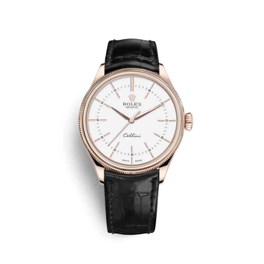 Rolex Cellini Time Everose / White / Alligator Black
