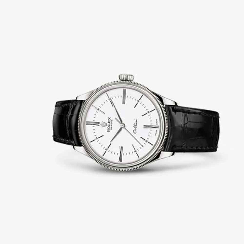 Rolex Cellini Time White Gold / White / Alligator Black