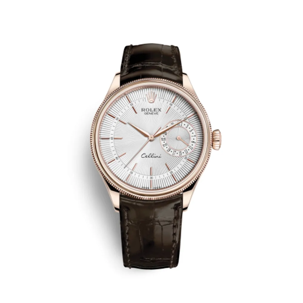 Rolex Cellini Date Everose / Silver / Alligator