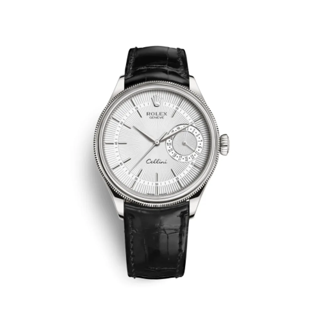 Rolex Cellini Date White Gold / Silver / Alligator Black