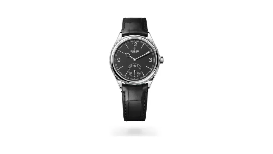 Rolex Perpetual 1908, 18 kt white gold, Intense black dial