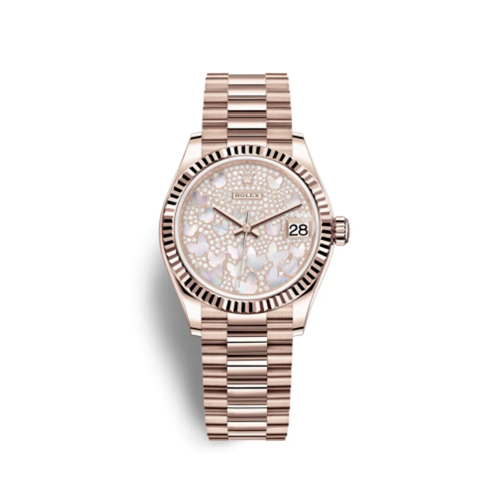 Rolex Datejust 31 Rose Gold / Fluted / Butterfly / President