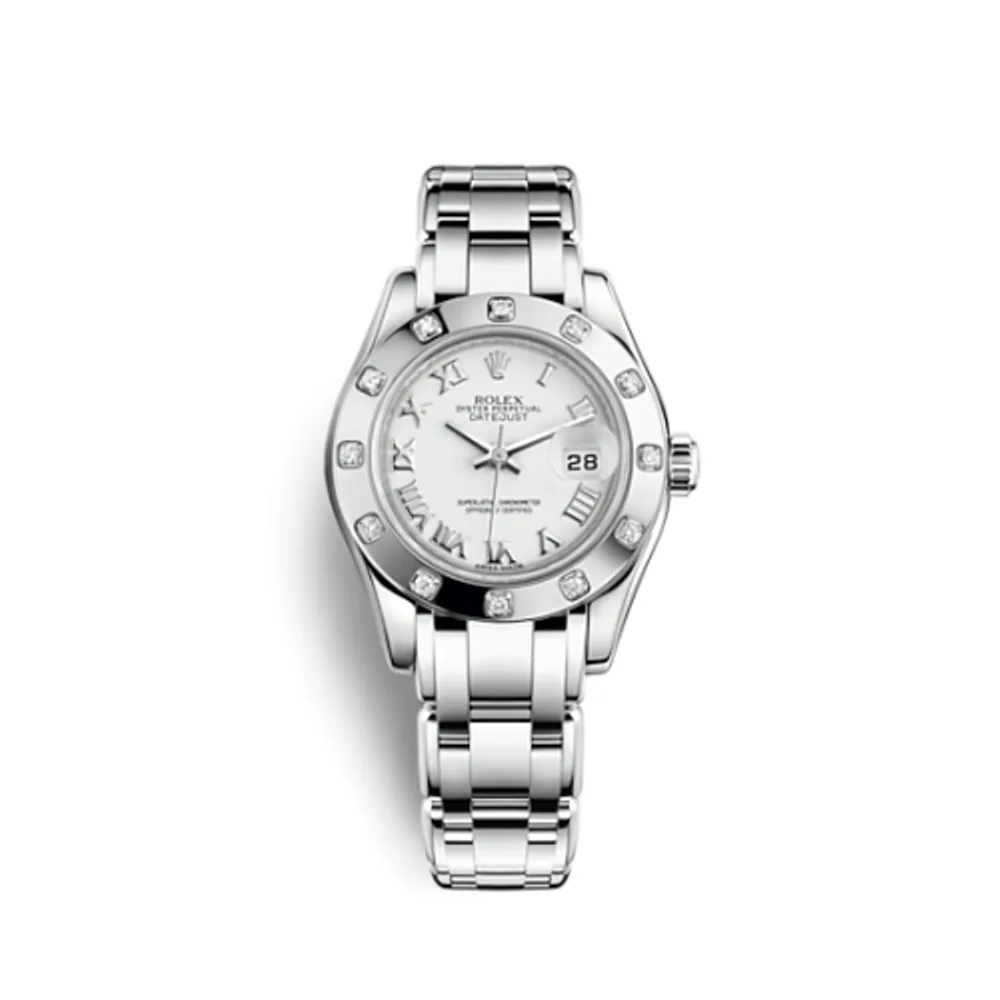 Rolex Datejust Pearlmaster 29 White Gold 12 Diamond White Roman