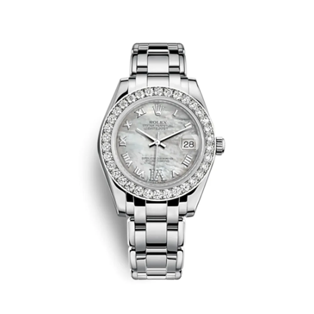 Rolex Datejust Pearlmaster 34 White Gold Diamond Mother of Pearl Roman