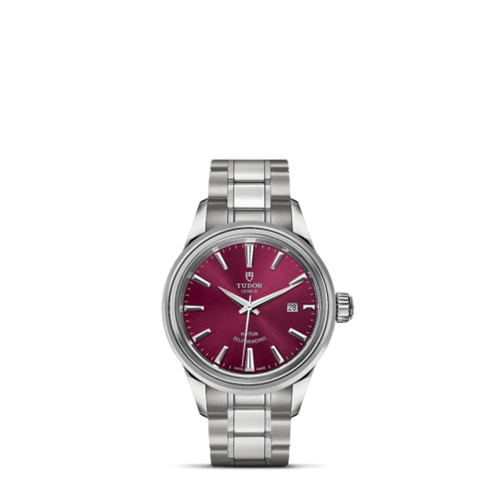 Tudor Style 28 Stainless Steel / Burgundy / Bracelet