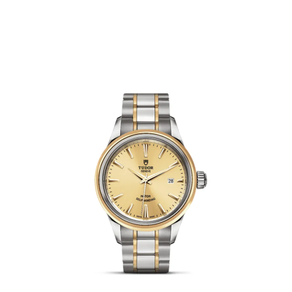 Tudor Style 28 Stainless Steel / Yellow Gold / Champagne / Bracelet
