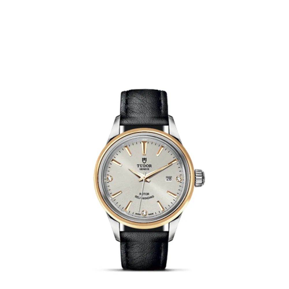 Tudor Style 28 Stainless Steel / Yellow Gold / Silver-Diamond / Strap