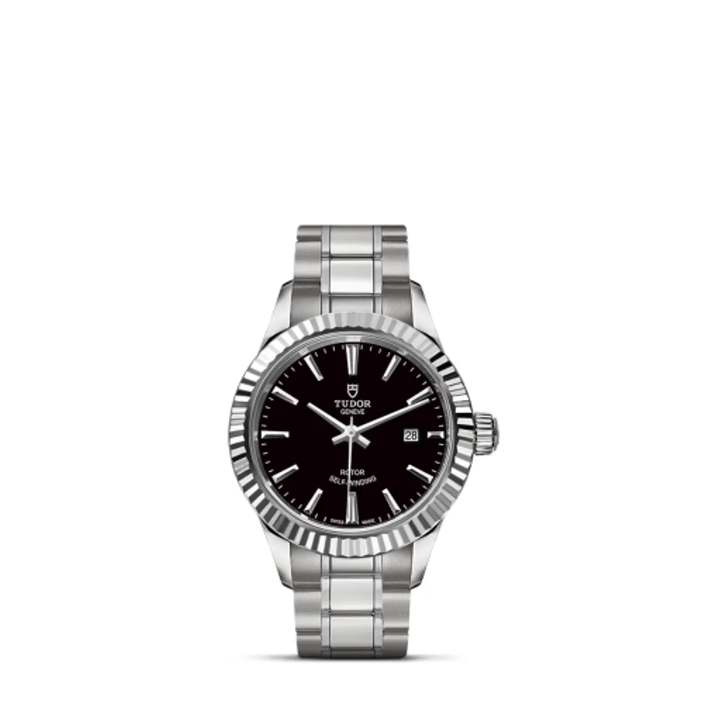 Tudor Style 28 Stainless Steel / Fluted / Black / Bracelet